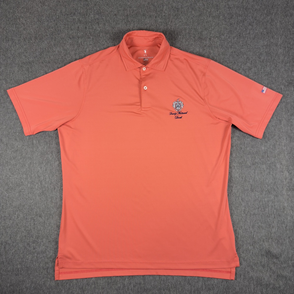 Trump National Doral Fairway & Greene Polo Shirt Mens Medium Orange Golf Stretch